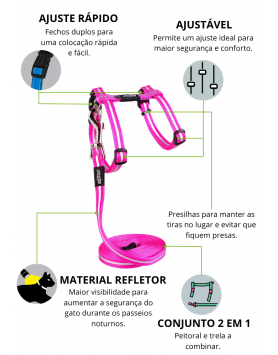 kiwipet-peitoral-rogz-gato-alley-harness-rosa-conjunto