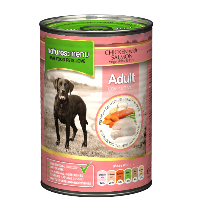 Alimento Húmido Natures Menu Cão - frango e salmão 400g