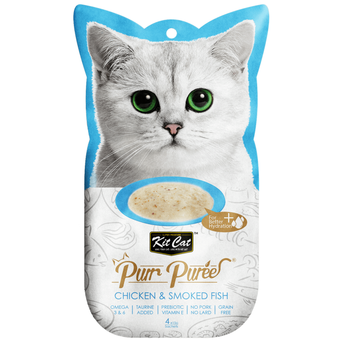Alimento Húmido Kit Cat Purr Puree - Frango e Peixe Fumado