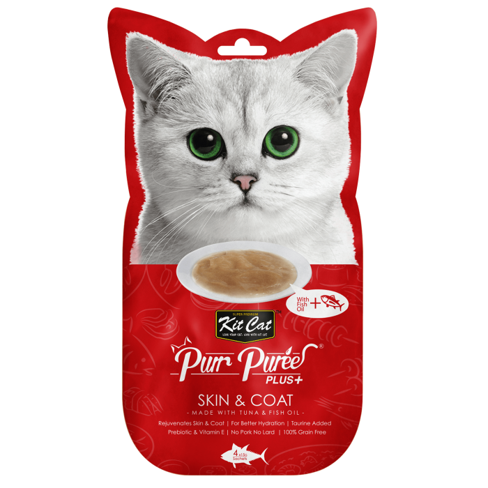 Alimento Húmido Kit Cat Purr Puree Plus - Skin and Coat - Atum e Óleo de Peixe