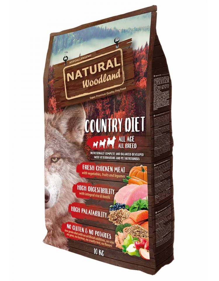 kiwipet-racao-natural-woodland-cao-10kg-seca-country-diet-frente