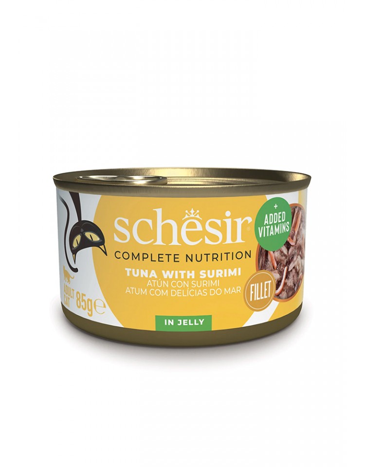 kiwipet-racao-schesir-gato-adulto-humida-85g-filete-gelatina-atum-surimi-frente