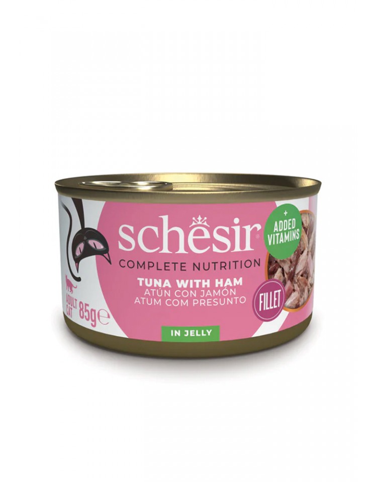 kiwipet-racao-schesir-gato-adulto-humida-85g-filete-gelatina-atum-presunto-frente